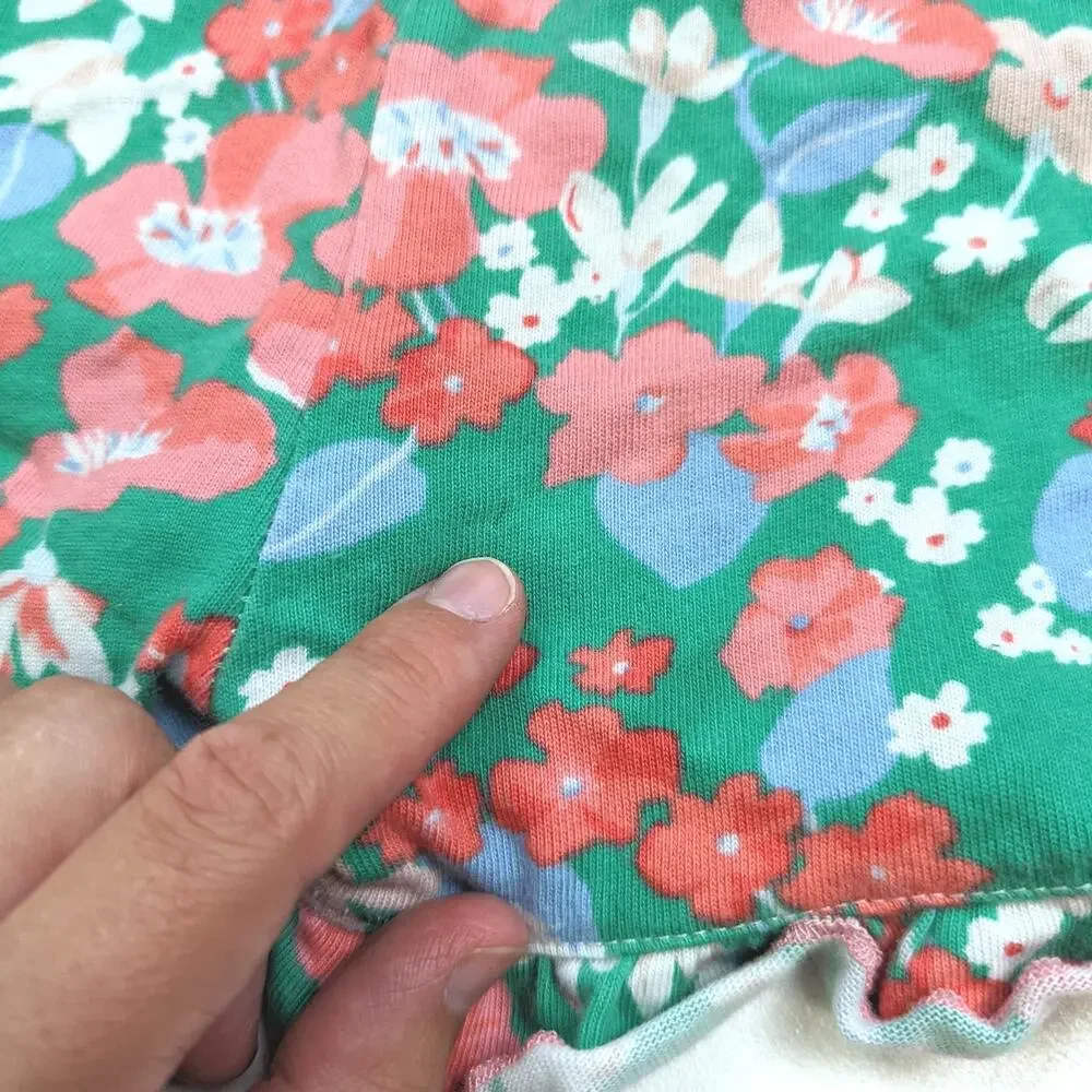 Joules Shorts Girls Sz 7-8y Green Floral Ruffle British